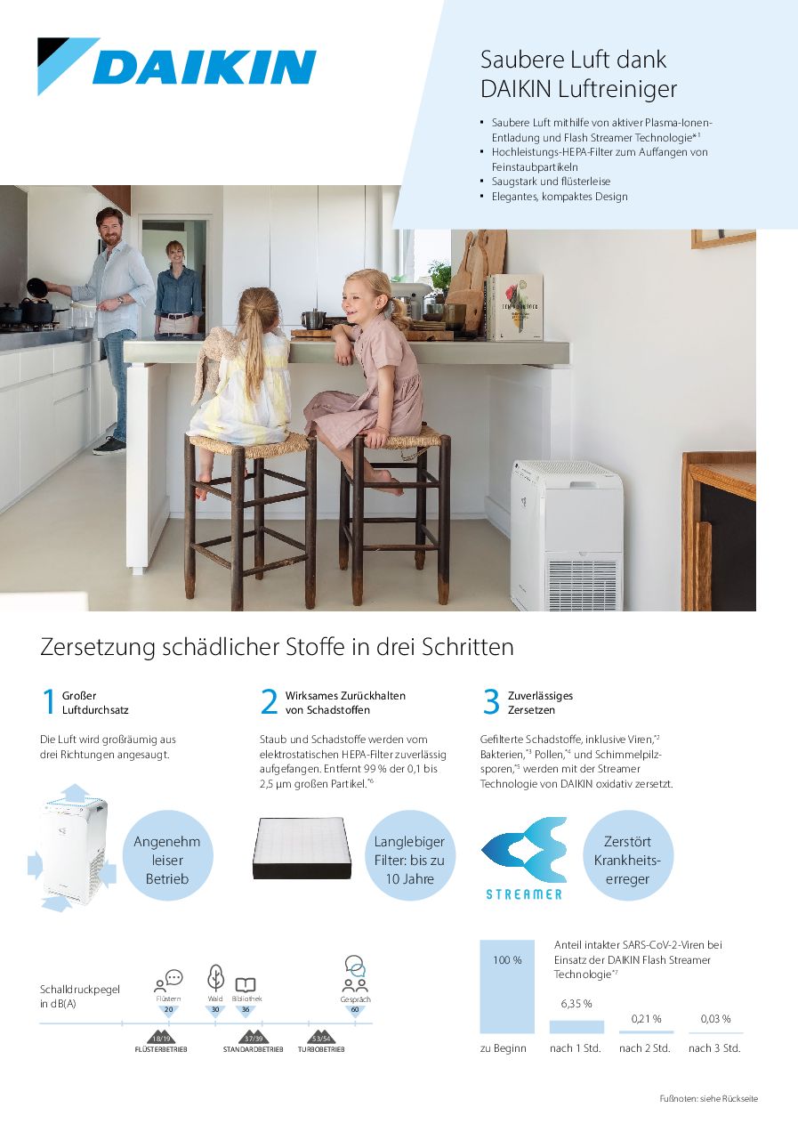 Erste Seite des Daikin Flyers Luftreiniger (PDF)