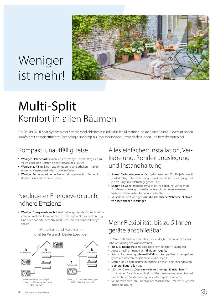 Erste Seite des Daikin Datenblatts Multi-Split (PDF)