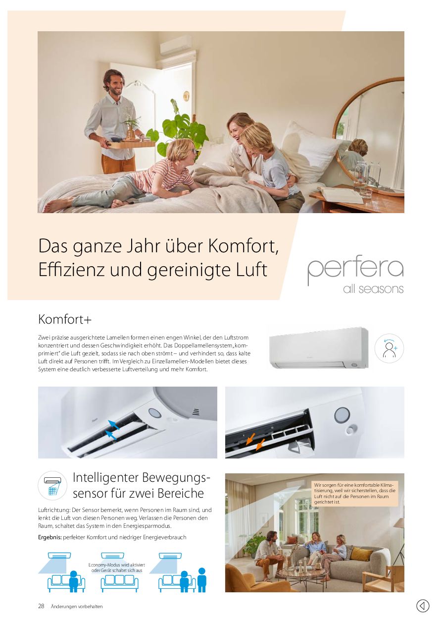 Erste Seite des Daikin Datenblatts Perfera Wandgerät (PDF)